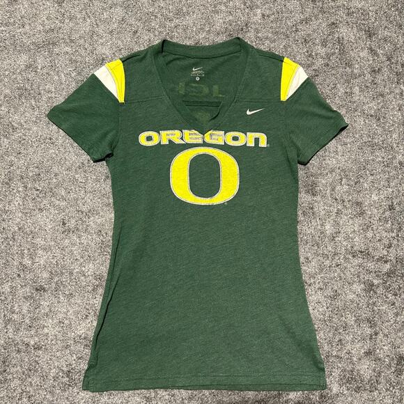 Nike Tops - Nike Oregon Ducks Women’s‎ V-Neck Tee Green Yellow Size Small